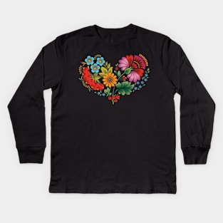 Floral heart Kids Long Sleeve T-Shirt